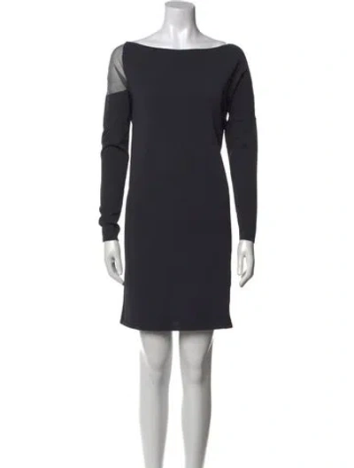 Pre-owned Sarah Pacini Bateau Neckline Mini Dress In Gray