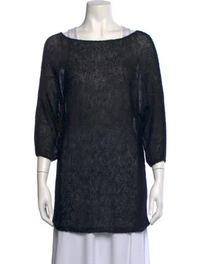 Pre-owned Sarah Pacini Bateau Neckline Sweater In Black