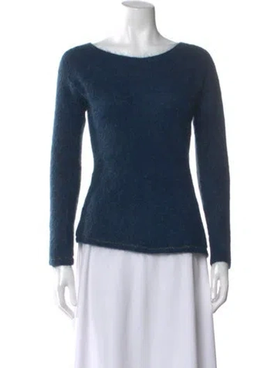 Pre-owned Sarah Pacini Bateau Neckline Sweater In Blue
