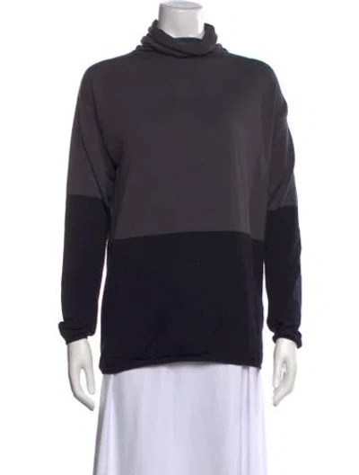 Pre-owned Sarah Pacini Colorblock Pattern Turtleneck Sweater In Black