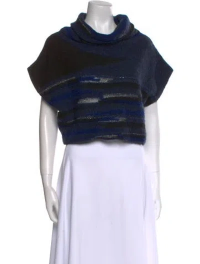 Pre-owned Sarah Pacini Colorblock Pattern Turtleneck Sweater In Blue