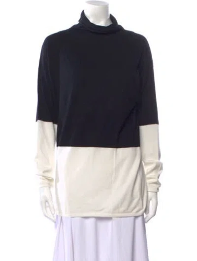 Pre-owned Sarah Pacini Colorblock Pattern Turtleneck Sweater W/ Tags In Black
