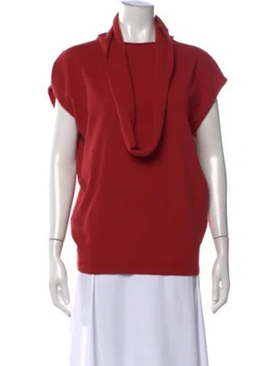 Pre-owned Sarah Pacini Cowl Neck Sweater W/ Tags In Red