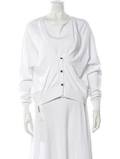 Pre-owned Sarah Pacini Cowl Neck Sweater In White