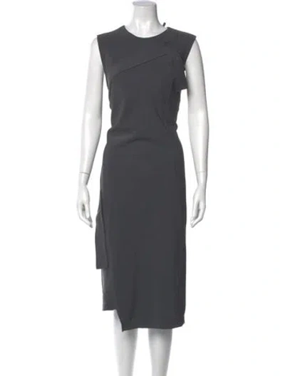 Pre-owned Sarah Pacini Crew Neck Midi Length Dress In Gray