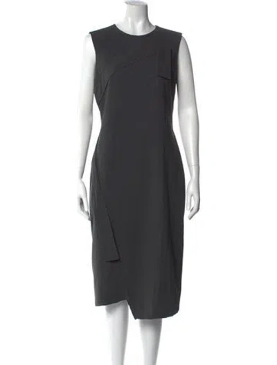 Pre-owned Sarah Pacini Crew Neck Midi Length Dress W/ Tags In Gray