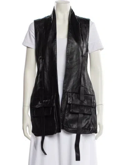 Pre-owned Sarah Pacini Lamb Leather Vest In Black