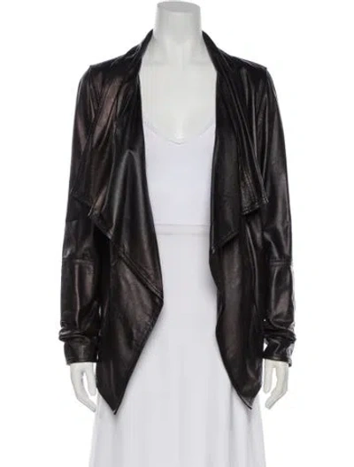 Pre-owned Sarah Pacini Leather Biker Jacket In Black