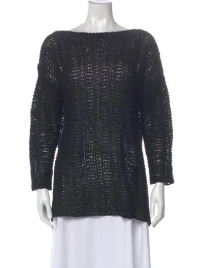 Pre-owned Sarah Pacini Linen Bateau Neckline Sweater In Gray