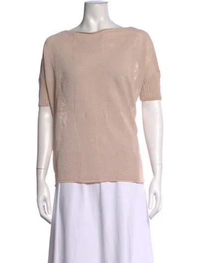 Pre-owned Sarah Pacini Linen Bateau Neckline Sweater In Neutrals