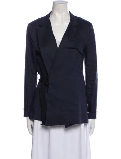Pre-owned Sarah Pacini Linen Blazer In Blue