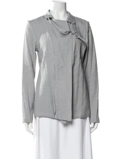 Pre-owned Sarah Pacini Linen Blazer In Gray