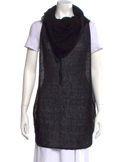 Pre-owned Sarah Pacini Linen Cowl Neck Sweater In Black