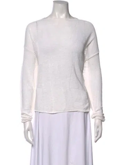 Pre-owned Sarah Pacini Linen Crew Neck Sweater In Neutrals