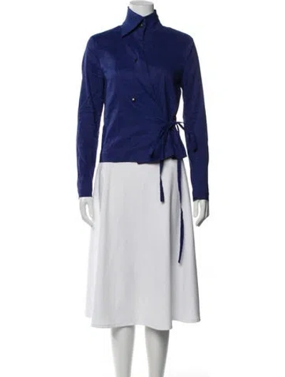 Pre-owned Sarah Pacini Linen Jacket In Blue