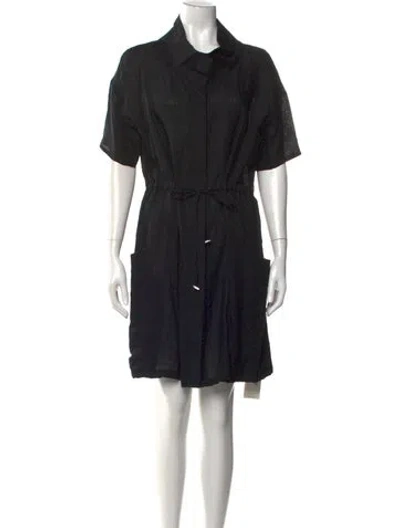 Pre-owned Sarah Pacini Linen Knee-length Dress In Black