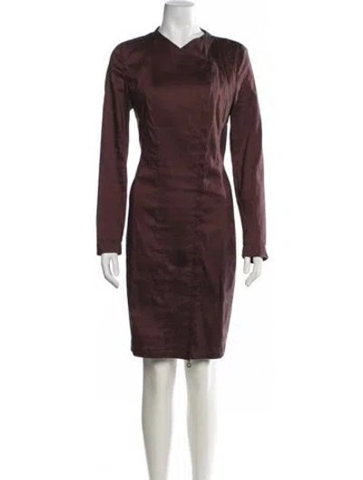 Pre-owned Sarah Pacini Linen Knee-length Dress In Burgundy