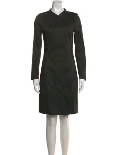 Pre-owned Sarah Pacini Linen Knee-length Dress In Green