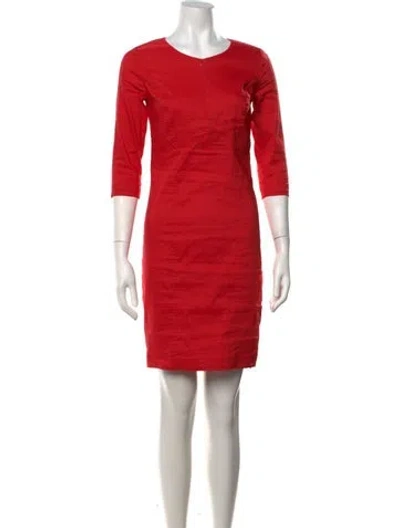Pre-owned Sarah Pacini Linen Knee-length Dress In Red