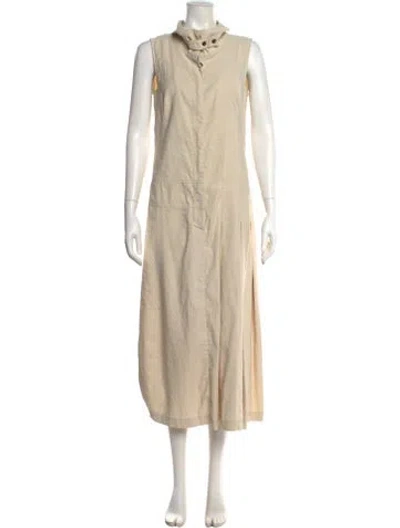 Pre-owned Sarah Pacini Linen Long Dress In Neutral