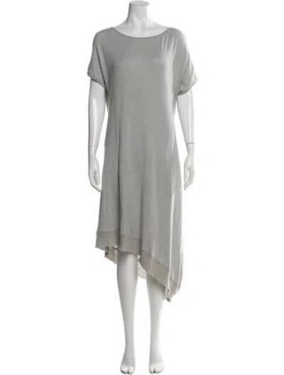 Pre-owned Sarah Pacini Linen Midi Length Dress W/ Tags In Grey