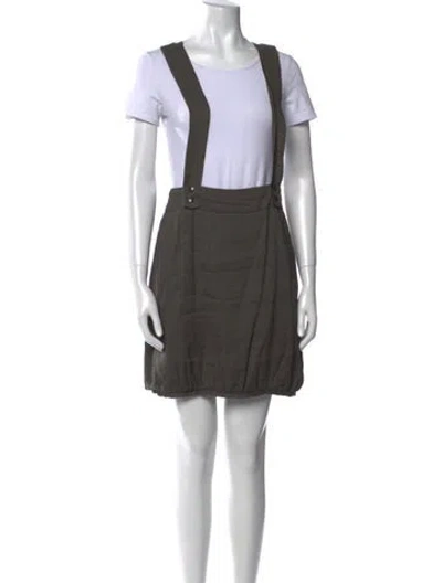 Pre-owned Sarah Pacini Linen Mini Dress In Gray