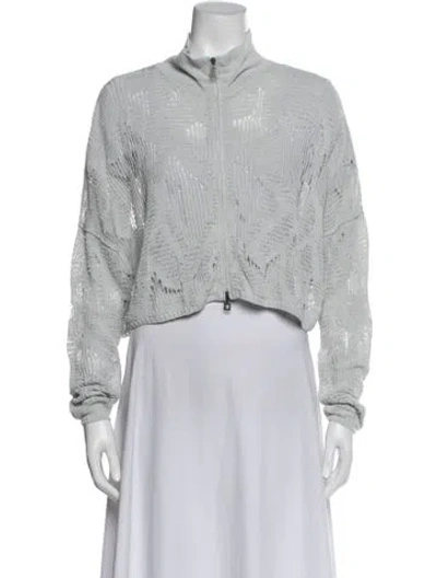Pre-owned Sarah Pacini Linen Patterned Jacket In Gray