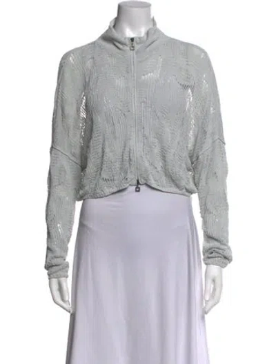 Pre-owned Sarah Pacini Linen Patterned Sweater In Grey