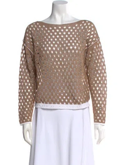 Pre-owned Sarah Pacini Linen Patterned Sweater In Neutral