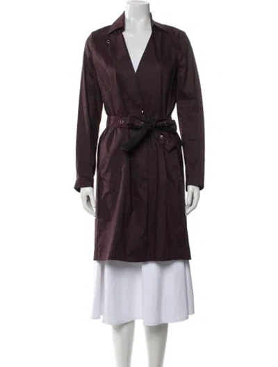 Pre-owned Sarah Pacini Linen Trench Coat In Purple