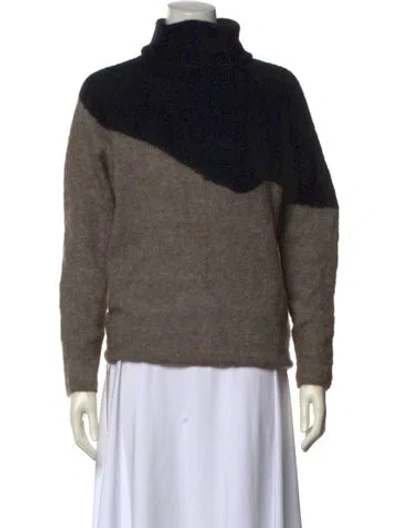 Pre-owned Sarah Pacini Merino Wool Colorblock Pattern Sweater In Gray