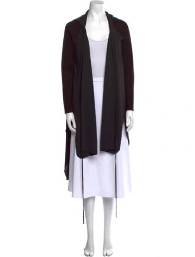 Pre-owned Sarah Pacini Merino Wool Open Front Sweater In Black