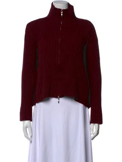 Pre-owned Sarah Pacini Mock Neck Sweater In Red