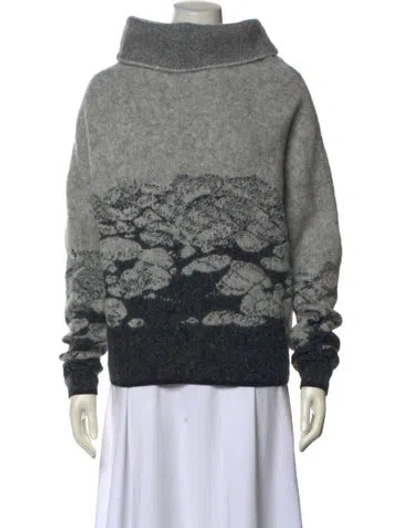 Pre-owned Sarah Pacini Mohair Printed Sweater In Gray