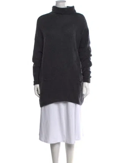 Pre-owned Sarah Pacini Mohair Turtleneck Sweater In Gray