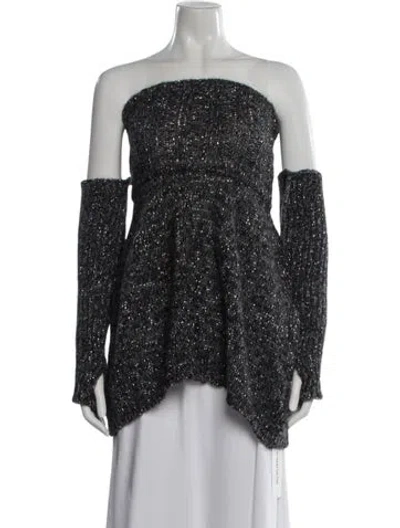 Pre-owned Sarah Pacini Off-the-shoulder Sweater In Grey