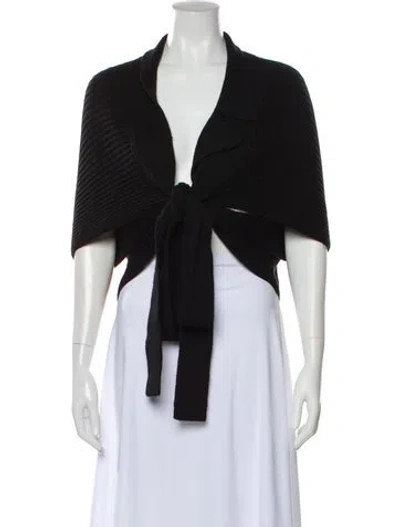 Pre-owned Sarah Pacini Open Front Sweater In Black