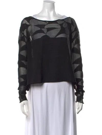Pre-owned Sarah Pacini Patterned Crew Neck Sweater In Black