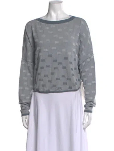 Pre-owned Sarah Pacini Patterned Crew Neck Sweater In Gray