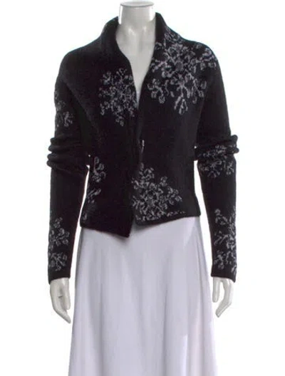 Pre-owned Sarah Pacini Patterned Open Front Sweater W/ Tags In Black