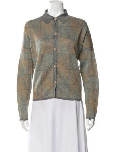 Pre-owned Sarah Pacini Plaid Print Jacket In Green