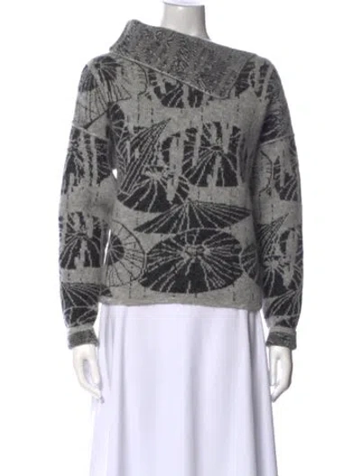Pre-owned Sarah Pacini Printed Crew Neck Sweater In Gray