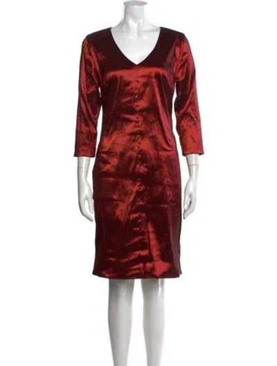 Pre-owned Sarah Pacini Printed Knee-length Dress In Red