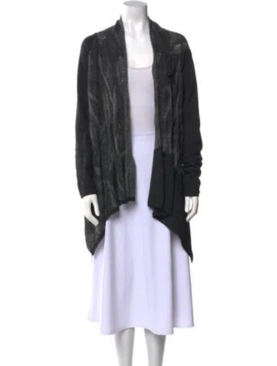 Pre-owned Sarah Pacini Printed Open Front Sweater In Gray