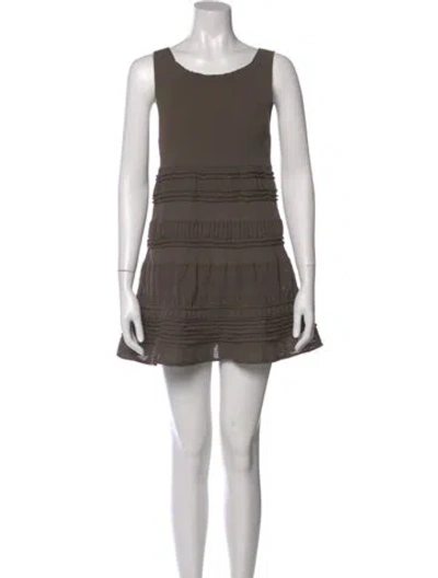Pre-owned Sarah Pacini Scoop Neck Mini Dress In Green