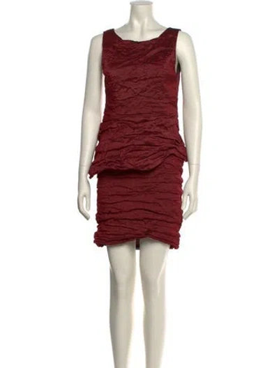 Pre-owned Sarah Pacini Scoop Neck Mini Dress In Red