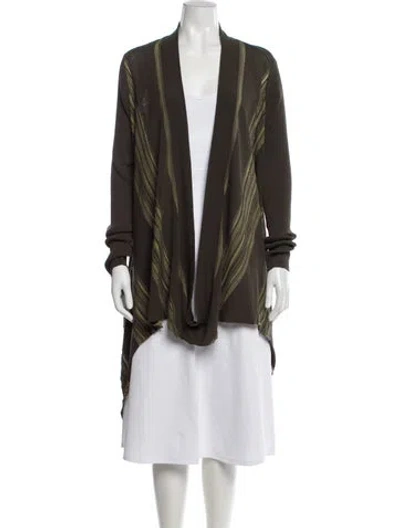 Pre-owned Sarah Pacini Striped Cowl Neck Sweater In Green