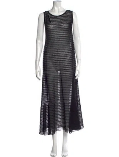 Pre-owned Sarah Pacini Striped Long Dress In Black