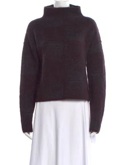 Pre-owned Sarah Pacini Striped Mock Neck Sweater In Purple