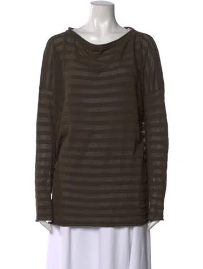 Pre-owned Sarah Pacini Striped Scoop Neck Sweater In Brown